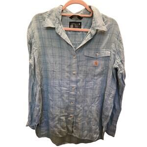 Carhartt Women’s MEDIUM (8-10) Loose Fit Cotton Flannel Shirt EUC